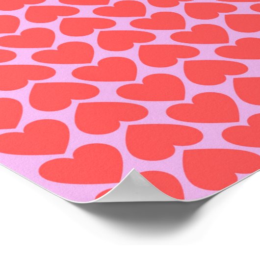 Rosa rotes Herz-Gitter Y2K Muster Poster (Ecke)