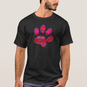 Rosa rotes Herz Liebe Mutti Katzenpfotenabdruck Ma T-Shirt