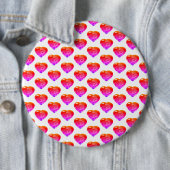 Rosa rotes Herz Muster grüner Knopf Button (Beispiel)