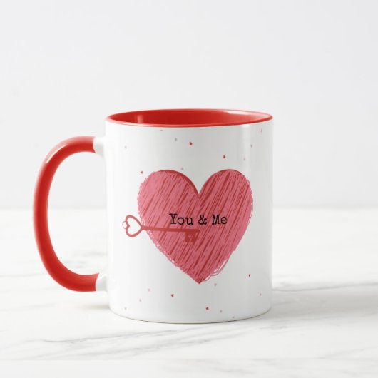 Rosa Rotes Herz Skript Niedlich Eleganter Valentin Tasse (Links)