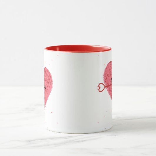Rosa Rotes Herz Skript Niedlich Eleganter Valentin Tasse (Zentrum)