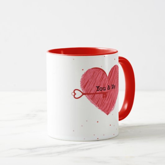 Rosa Rotes Herz Skript Niedlich Eleganter Valentin Tasse (VorderseiteRechts)