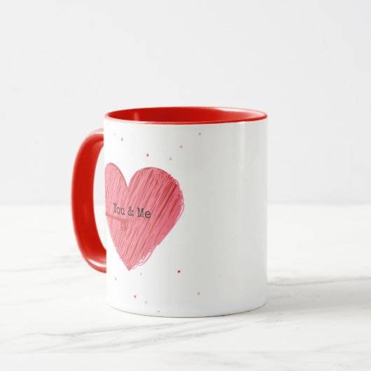 Rosa Rotes Herz Skript Niedlich Eleganter Valentin Tasse (Vorderseite Links)