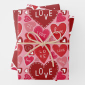 Rosa rotes Herz Umhüllungspapier Flachblatt Set 3 Geschenkpapier Set (Beispiel)