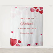 Rosa &rotes Herz Valentinstag Brautbad Begrüßung  Wandteppich (Vorderseite)