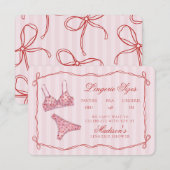 Rosa & rotes Herz Wäschegrößen Dusche Bow Begleitkarte (Vorne/Hinten)