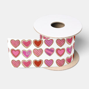Rosa Rotes Herz Zucker Cookie Valentinstag Band Satinband