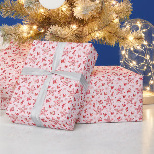 Rosa rotes Ho Ho Ho Weihnachtspapier Geschenkpapier