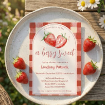 Rosa rotes Karo Berry Sweet Erdbeere Baby Shower