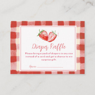 Rosa rotes Karo BerrySweet Erdbeerwindel-Raffle Begleitkarte