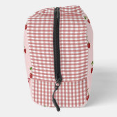 Rosa rotes Kirsch-Gingham-Muster einfaches Obst Waschbeutel (Rechts)