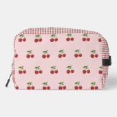 Rosa rotes Kirsch-Gingham-Muster einfaches Obst Waschbeutel (Rückseite)