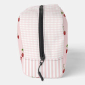 Rosa rotes Kirsch-Gingham-Muster einfaches Obst Waschbeutel (Rechts)