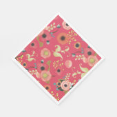 Rosa rotes modernes Blumenmuster-Party Serviette (Ecke)