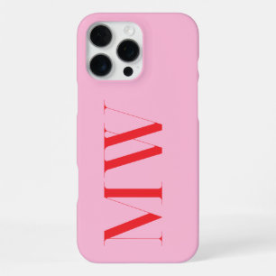 Rosa rotes modernes minimalistisches Initialen-Mon iPhone 16 Pro Max Hülle