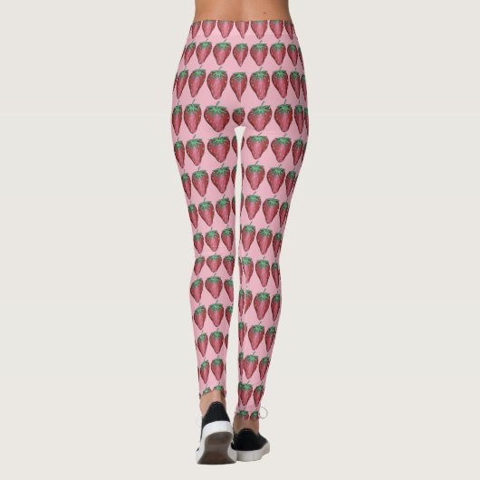 Rosa Rotes Obst Frucht Berry Erdbeere Lebensmittel Leggings (Rückseite)