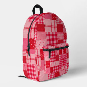 Rosa rotes Patchworkmuster Bedruckter Rucksack