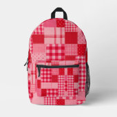 Rosa rotes Patchworkmuster Bedruckter Rucksack (Vorderseite)