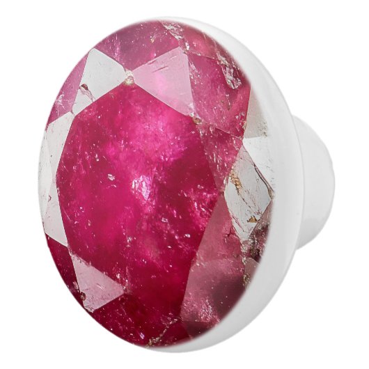 Rosa rotes Ruby Kristallmuster Keramikknauf (Rechts)