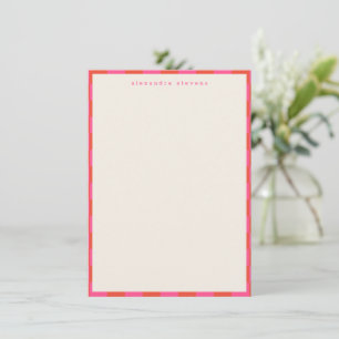 Rosa rotes Schachbrettmuster personalisierter Name Mitteilungskarte