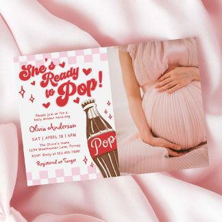 Rosa Rotes Sie ist bereit zu platzen Baby Shower F Einladung