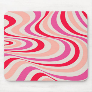 Rosa, rotes und graues abstraktes Retro-Swirldesig Mousepad