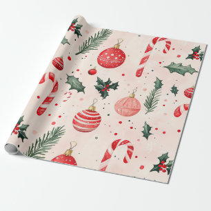 Rosa rotes vintage Weihnachten  Geschenkpapier