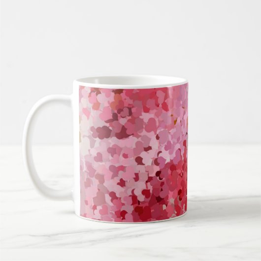 Rosa rotes violettes Herz Moderne elegante Vorlage Kaffeetasse (Links)