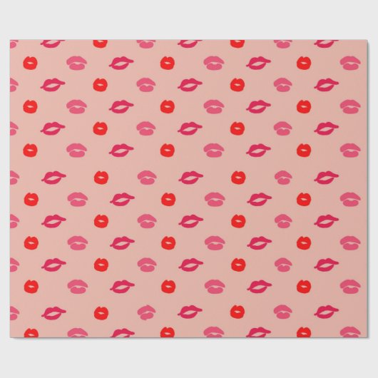 Rosa Rotlippenmuster Valentinstag Geschenkpapier (Flach)