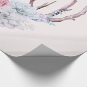 Rosa Rotwild-Geweih-Blumensucculent-Garten Geschenkpapier (Ecke)