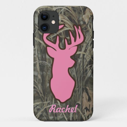 Rosa Rotwild-Kopf-Camouflage iPhone Fall Case-Mate iPhone Hülle (Rückseite)