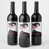 Rosa Rotzunge Individuelle Name Halloween-Party Weinetikett (Flaschen)