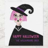 Rosa Rotzunge Individuelle Name Halloween-Party Weinetikett (Einzelnes Label)