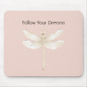 Rosa Rouge-Creme Weiße Libelle Mousepad (Vorne)