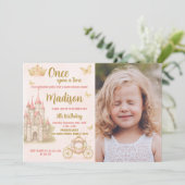 Rosa Royal Castle Party Einladung mit Foto (Stehend Vorderseite)