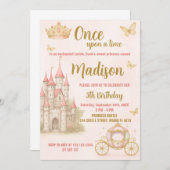 Rosa Royal Castle Party laden ein Einladung (Vorne/Hinten)