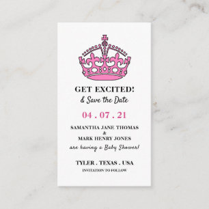 Rosa Royal Crown, aufgeregt und Save the Date Begleitkarte