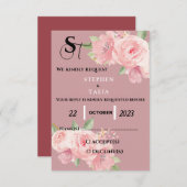 rosa RSVP karte (Vorne/Hinten)