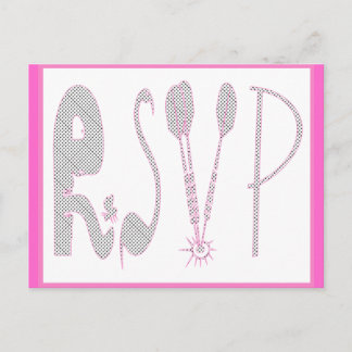 Rosa RSVP-Karte Einladungspostkarte