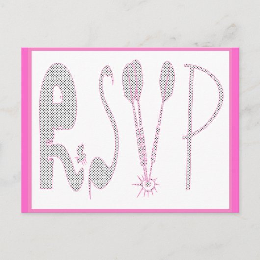 Rosa RSVP-Karte Einladungspostkarte (Vorderseite)