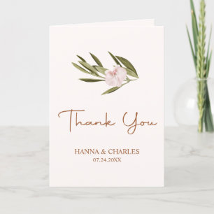 Rosa Ruby Grünzeug Orchidee Eukalyptus Hochzeit Dankeskarte