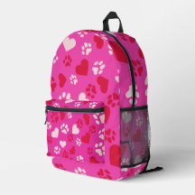 Rosa Rucksack Weißes und Rotes Herz und katzenförm