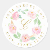 Rosa Rücksendeadresse des Blumenkrauts Runder Aufkleber (Vorderseite)