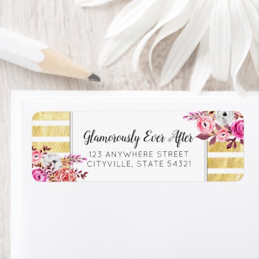 Rosa Rücksendeadresse Floral & Gold Glam (Insitu)