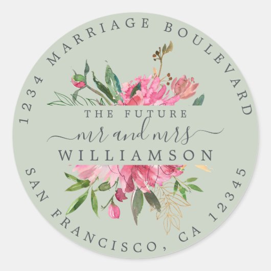 Rosa Rücksendeadresse Grün Umschlag Aufkleber (Vorderseite)