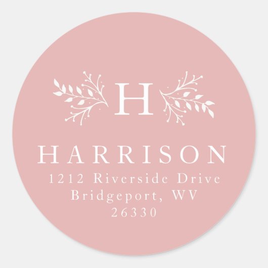 Rosa Rücksendeadresse Sticke Runder Aufkleber (Vorderseite)