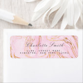 Rosa Rücksendeadressen-Aufkleber aus weißem Marmor (Insitu)