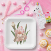 Rosa Ruffled Iris Botanische Kunst Pappteller (Party)