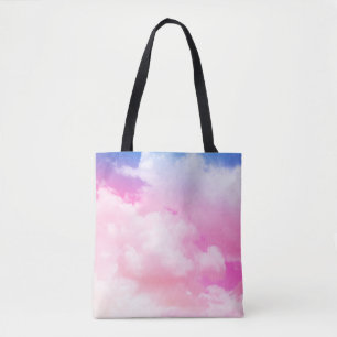 Rosa, Ruhe, Blau, gelbe Wolken und Himmel. Abstrak Tasche