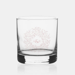 Rosa Rundblatt zeichnend Mono-Hochzeit Whiskyglas
